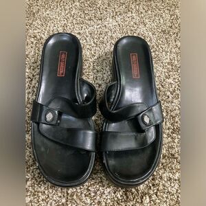 VTG Harley Davidson Black Platform Sandals Women's Size 6.5